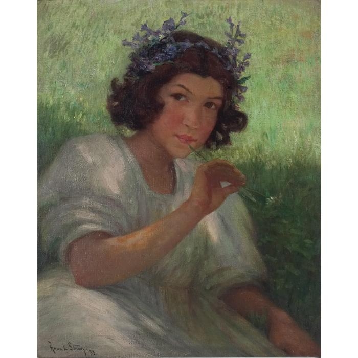 Artwork by Anna Lee Stacey, Portrait of a Young Girl, Made of oil on canvas