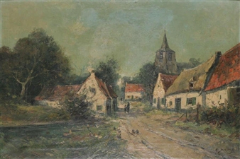 Animated village view - Emile Durieux