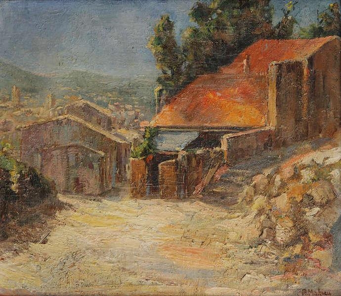 Artwork by Andre Mahieu, Mediterranean village view, Made of Canvas