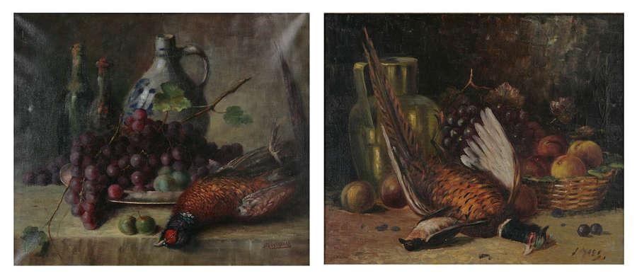 Artwork by J. Roosbroeckx, J. Maes, 2 works: Still life with pheasant and fruit, Made of Canvas