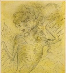 Artwork by František Tichý, An Illustration for Dante’s Devine Comedy, Made of pencil and watercolour/paper