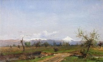 LANDCAPE IN CENTRAL CHILE WITH LONGAVI MOUNTAIN - Enrique Swinburn Kirk