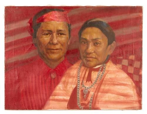 A double portrait of two Indians by Charles Winstanley Thwaites