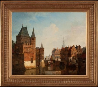 Village Canal Scene - Heinrich Jacob Levelt