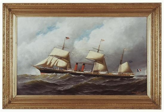 COMPANAGNIE GENERALE TRANSATLANTIQUE AUXILLARY STEAMSHIP PEREIRE by Antonio Jacobsen, 1878