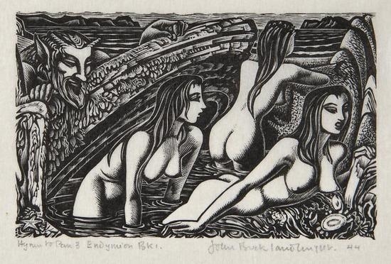 Artwork by John Buckland Wright, Hymn to Pan 3 from Endymion, Made of wood-engraving