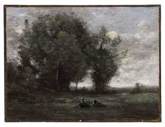 Le repos dans la prairie by Jean Baptiste Camille Corot, circa 1865