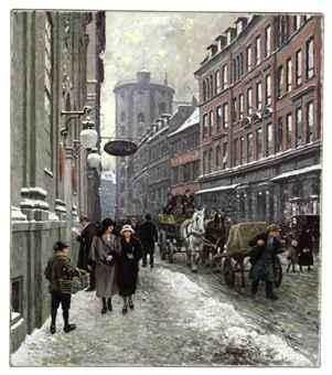 Jour d`hiver sur Kongen Nytorv à Copenhague de Paul-Gustave Fischer