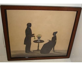 Silhouette of John and Elizabeth Ridgeway Abell in their home at Riverview, Limerick - Samuel Metford