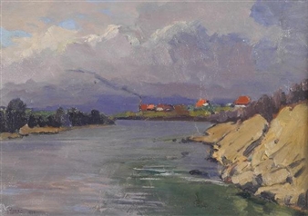 An der Aare bei Aarberg - Abraham Fürst