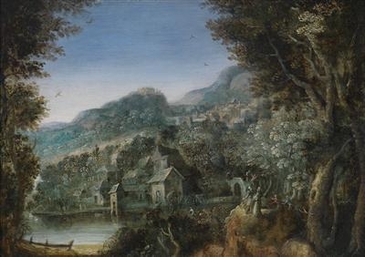 Mountainous river landscape by Flemish School, 17th Century, 17th century