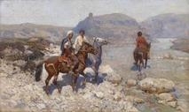 Circassian Horsemen Crossing a Ford by Frants Alekseevich Rubo