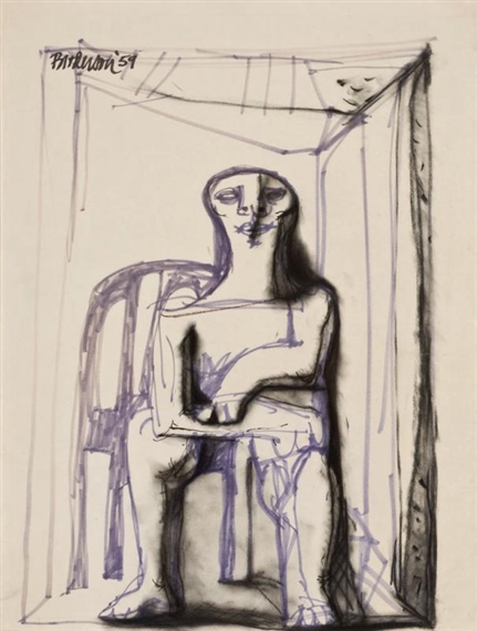 Untitled (Seated figure) by Morris Broderson, 1959