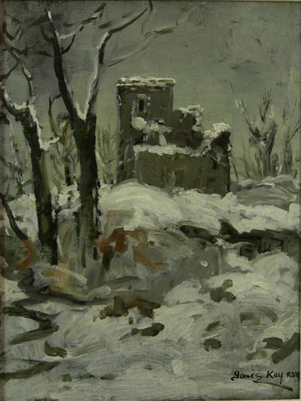 CASTLE RUIN IN THE SNOW by James Kay