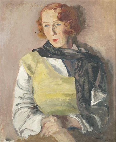 Portrait of Red-Haired Lady by Leopold Gottlieb, 1933