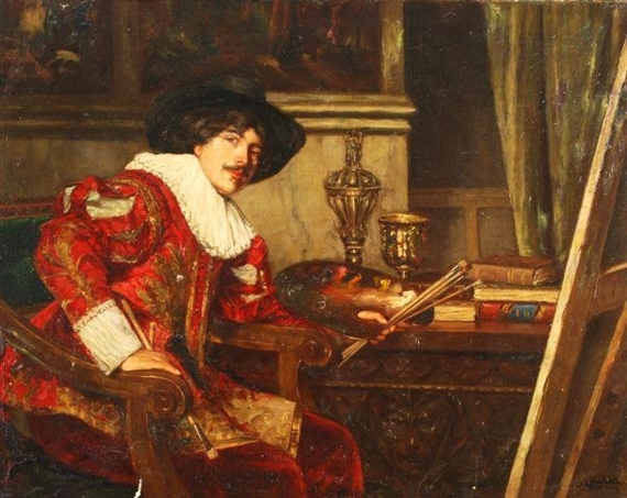 Jacques-Henri-Jean Lambert | An artist seated in his studio | MutualArt