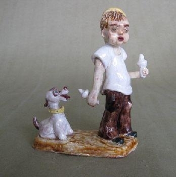 Boy and Dog with Ice Cream Cones by Dorothy S. Harkins