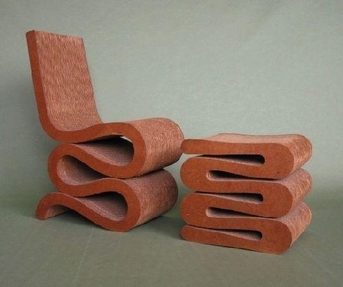 'Wiggle' chair and stool by Frank Gehry, 1972