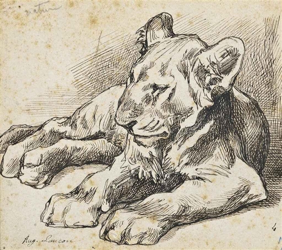 Study of a lion cub by Auguste Lançon