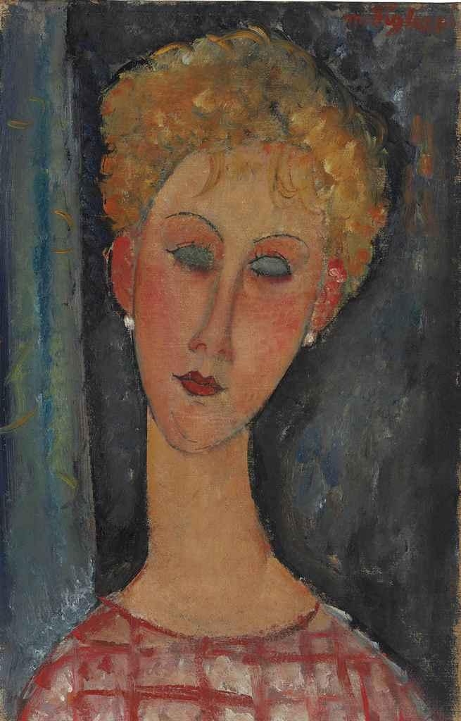 Artwork by Amedeo Modigliani, La blonde aux boucles d'oreille, Made of oil on canvas
