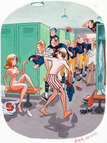 Artwork by Buck Brown, Don't Any of You Leave Until You Each Promise Not to Tell, Made of Gouache, watercolor, and ink on board