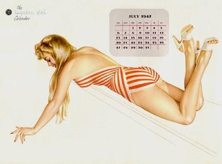 Pin-Up on Diving Board, preliminary art, July Esquire Varga calendar, by Alberto Vargas, 1947