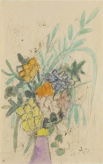 Blumen in violetter Vase by Max Peiffer Watenphul, 1960