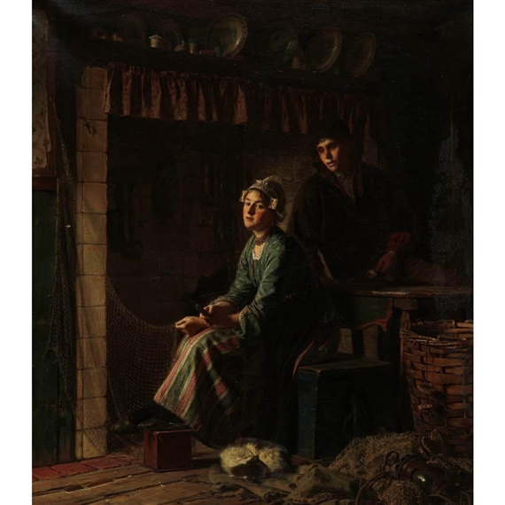 Mending the Nets by Ferdinand Fagerlin, 1880