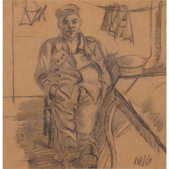 German Soldier in a Bunker by Otto Dix, 1916