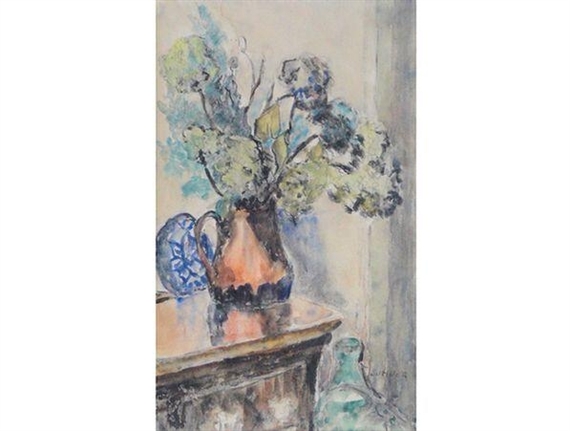 Maud Frances Eyston Sumner | A Still Life of Hydrangeas in a Copper Jug ...