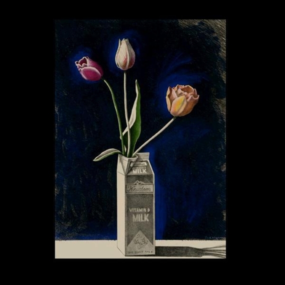 Tulips in a Milk Carton by Paul Wonner, 1989
