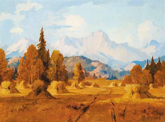 Harvest, Highwood Valley by Roland Gissing