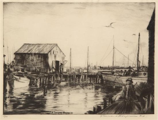 Artwork by Franklin Townsend Morgan, Harbor Scene, Made of Etching