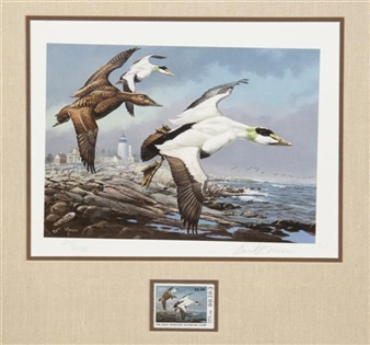 Vintage 1980's David Maass Homeward Formation Canadian Geese Print 