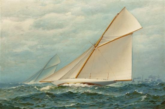 Artwork by James Gale Tyler, America's Cup Race, Made of Oil on canvas