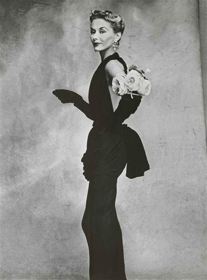 Woman with Roses (Lisa Fonssagrives-Penn) Pleated Chiffon Evening Dress by, Paris, 1950