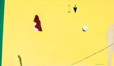 Artwork by Gunnar Pohjola, A Yellow Wall in Sunlight, Made of Oil on canvas