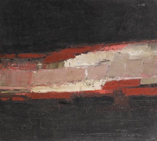 Artwork by Peter Kinley, No 1 Red White + Black, Made of oil on canvas
