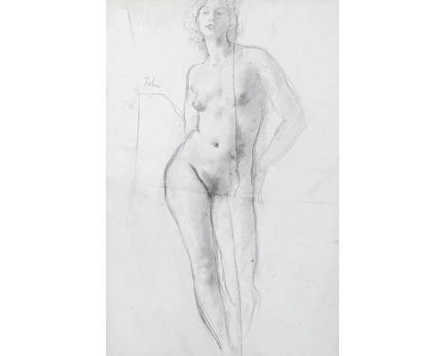 A study of a standing female nude by Augustus Edwin John