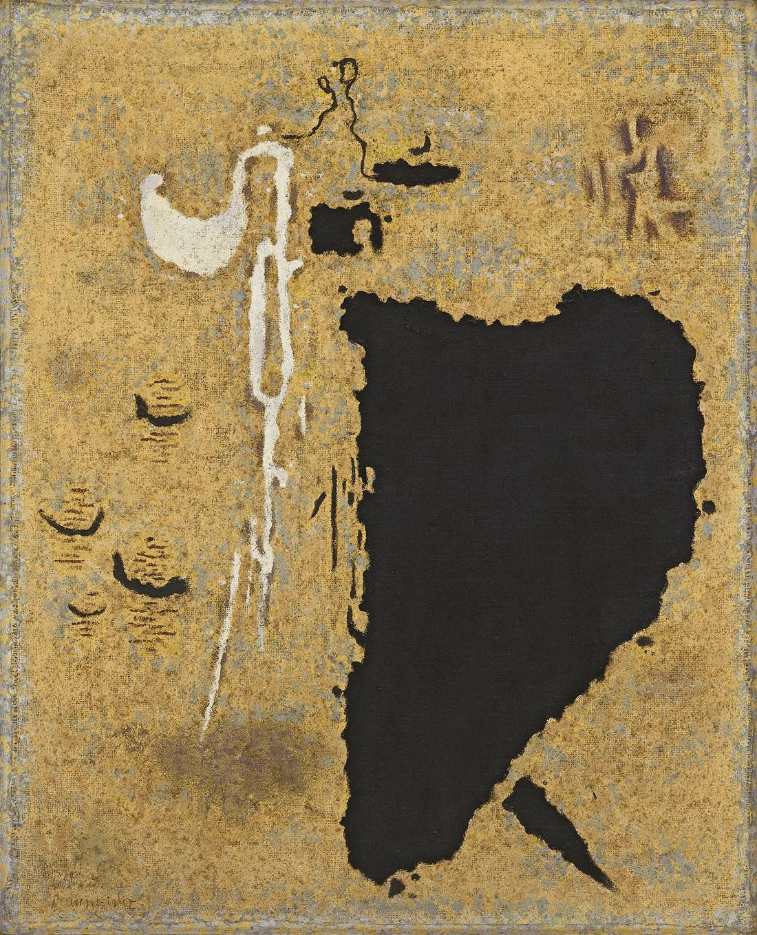 Artwork by Willi Baumeister, Safer 6, Made of Oil with resin and sand on burlap on masonite