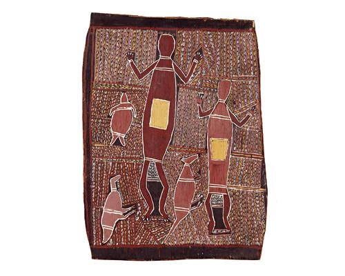Artwork by Kneepad Jabarrgwa, Untitled, Made of natural earth pigments on eucalyptus bark
