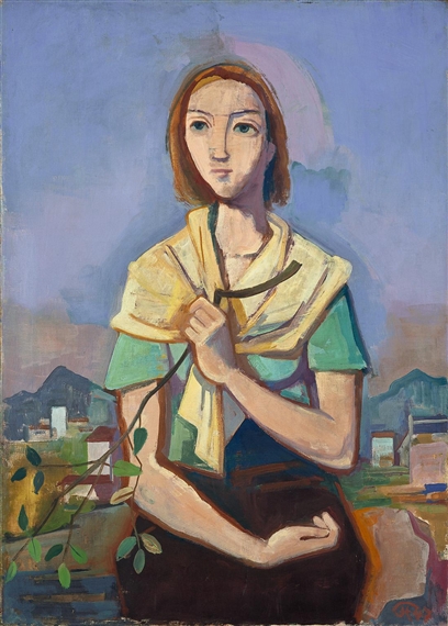 Mädchen mit Zweig by Karl Hofer, 1947