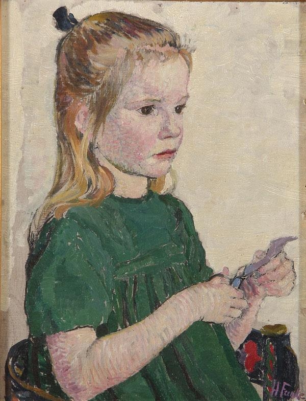 Funke Hélène | A Young Girl with Scissors (Circa 1930) | MutualArt