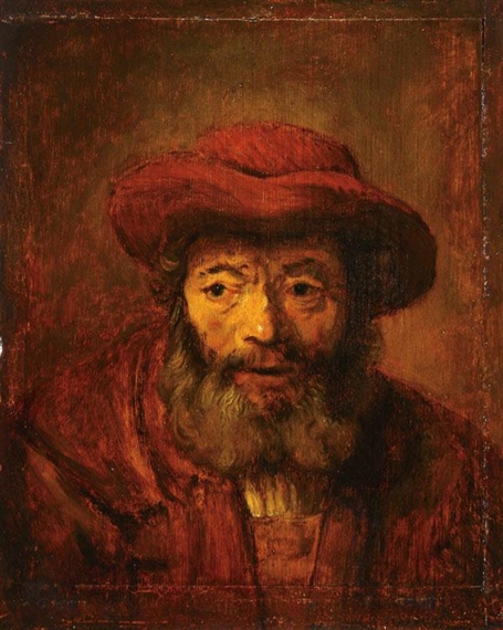 Rembrandt van Rijn | Man with a Beard Wearing Red Hat | MutualArt