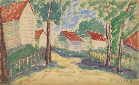 Abraham Walkowitz | Landscape with Trees and Red Roof Houses (Circa ...