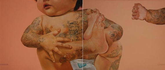 Yang Tersirat Sejak Lahir (2 panels) by Haris Purnomo, 2006