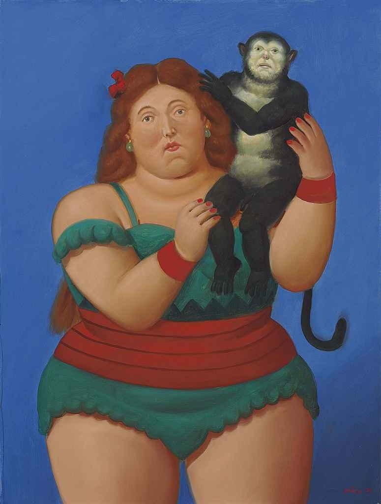 Circus Performer with Monkey by Fernando Botero, 2007