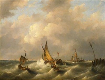 Fishing Boats by the Dutch Coast - J.H. Kleijn