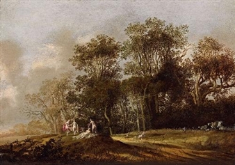 LANDSCAPE WITH NYMPHS AND FAUNS - Anthonie Jansz. van der Croos