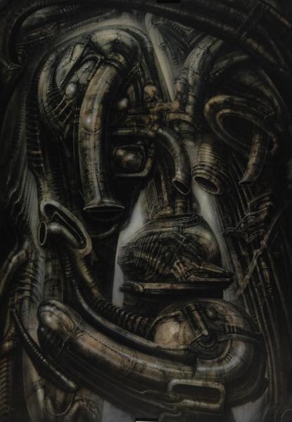 Biomechanical Landscape IIa, and 1 more work by H. R. Giger, 1976